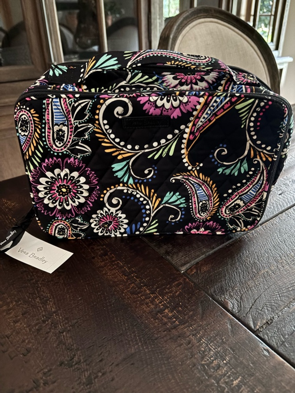 Vera Bradley Large Blush & Brush Quilted Makeup Case Bandana Swirl Pattern - NWT